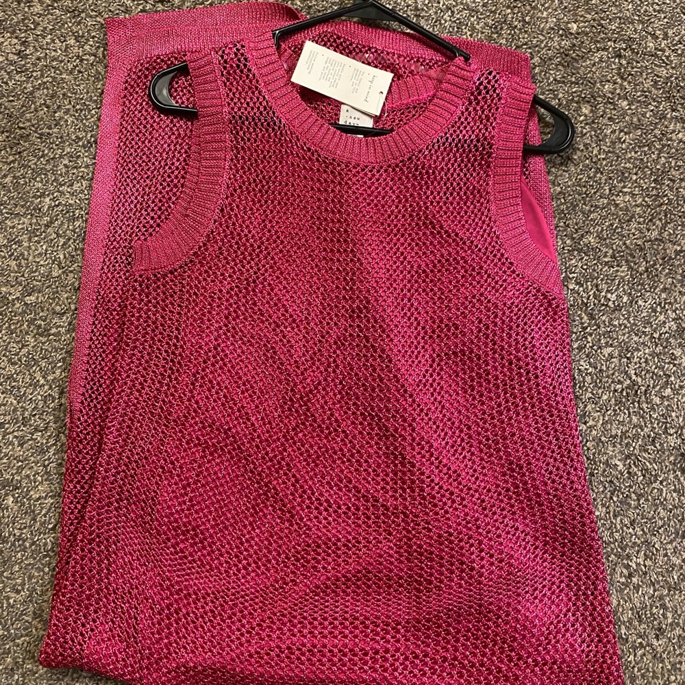 Women’s  A new day tank dress knitted outer overlay dark pink size small